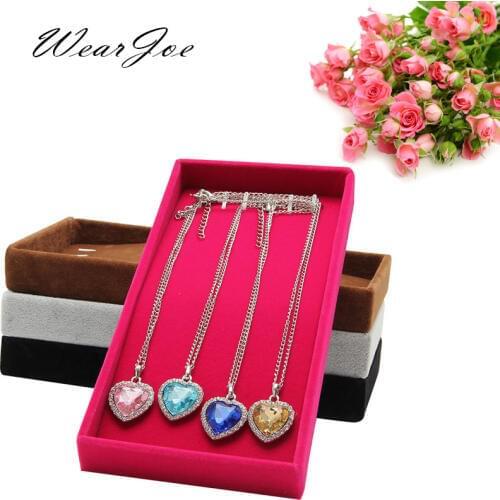 Multi-color Necklace Chain Pendant Display Wooden Tray Velvet Padded Interior Jewelry Storage Travel Case Carrying Stand Holder