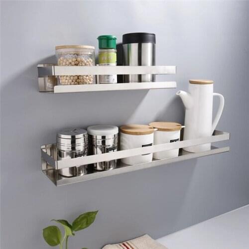 20/30/40/50cm Kitchen Seasoning Spices Storage Organization Shelves Punch-Free Wall Rack Bathroom Toilet Bath Shampoo Holder
