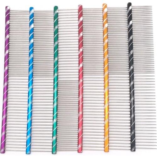 1pc Dog Comb Long Thick Hair Fur Removal Brush Stainless Steel Lightweight Pets Dog Cat Grooming Combs For Shaggy Dogs Barber