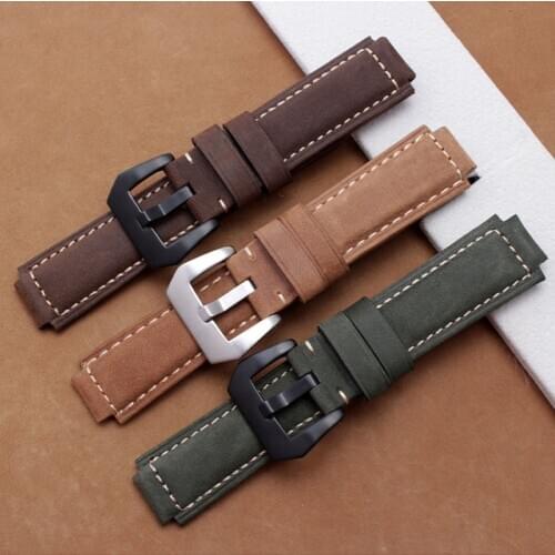24*16mm Handmade Genuine Leather Watch Band Strap Fit For G Shock Replacement Black Waterproof Watchbands Accessories