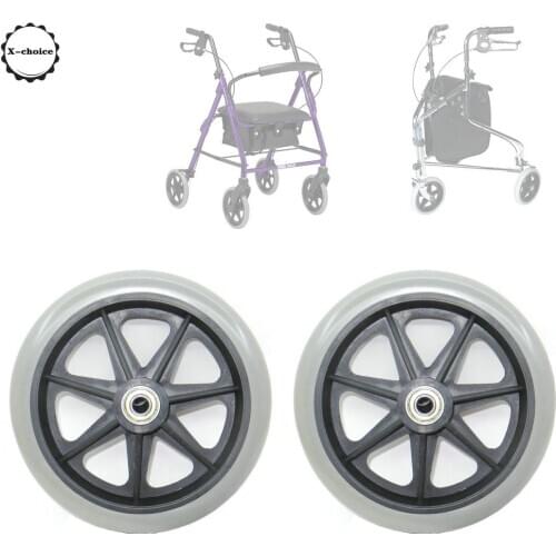 6 Inch Solid Wheel Replacement for Wheelchairs, Rollators, Walkers, 2 Pack
