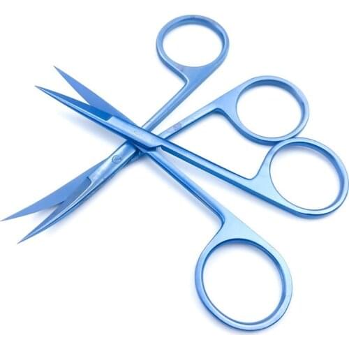 Titanium Stitch Scissors Straight/Curved Tips 37mm Ophthalmic Dental Cosmetic surgical instrument