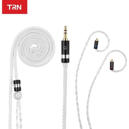 TRN T6 16Core Silver Plated OCC Copper Litz /3.5MM with MMCX/2PIN Connector Upgraded Cable Earphones Cable for TRN VX V90S BA8