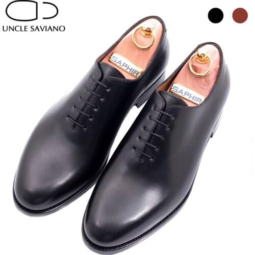 Uncle Saviano Oxford Wedding Dress Formal Best Men Shoes Original Office Party Bridegroom Designer Genuine Leather Mens Shoes