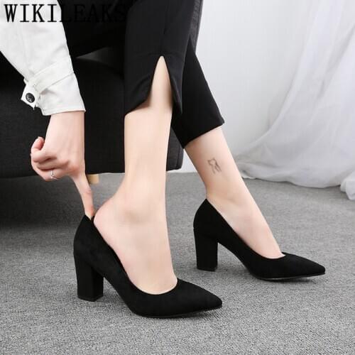 Block Heel Shoes Chunky Heels Black Heels Office Shoes Women Designer Shoes Women Luxury 2020 Pumps Scarpe Donna Eleganti Sapato