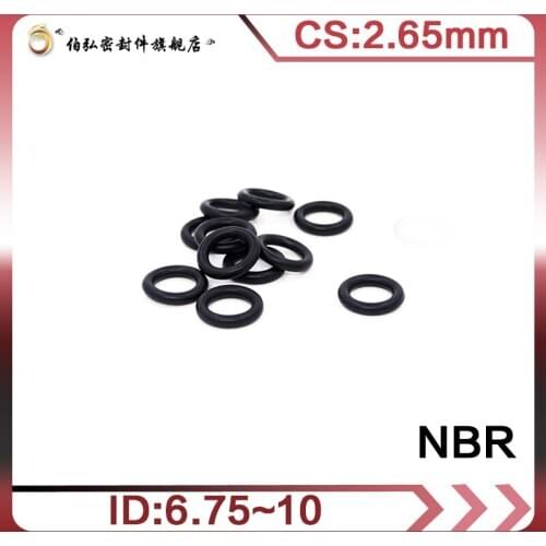 Nitrile Rubber O-Ring 50PCS/lot Black NBR Sealing CS2.65mm ID6.75/7.1/7.6/8/8.75/9/9.5/10mm O-Ring Seal Gasket Ring