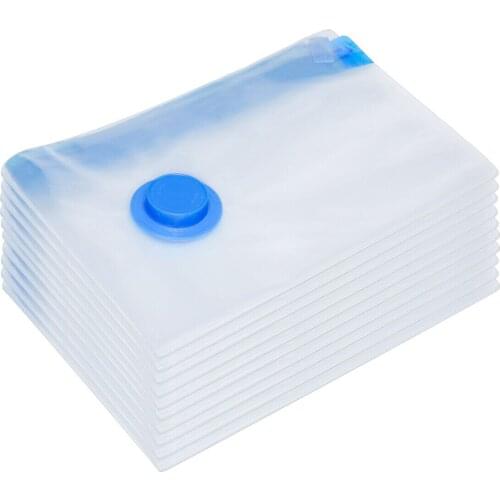 10pcs Vacuum Bag Storage Bag Home Transparent Border Foldable Clothes Organizer Seal Compressed Travel Saving Bag With Hand Pump