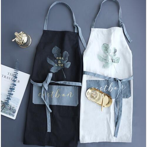 Nordic Style Home Kitchen Waterproof And Oil-proof Apron Fashion Female Tea Restaurant Catering Shop Overalls Apron Delantal