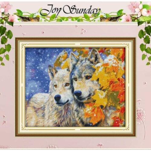 The Wolf Couple Patterns Counted Cross Stitch 11CT 14CT Cross Stitch Set Chinese Animals Cross-stitch Kits Embroidery Needlework