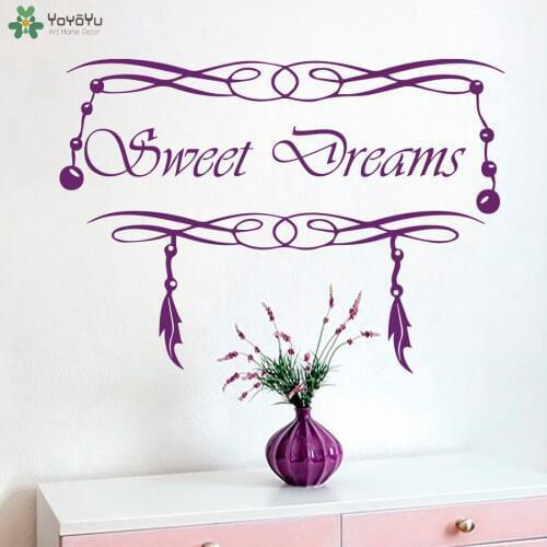 YOYOYU Wall Decal Quotes Sweet Dreams Vinyl Wall Stickers Bohemian Style Interior Home Decor Removable Girls Bedroom Mural SY951