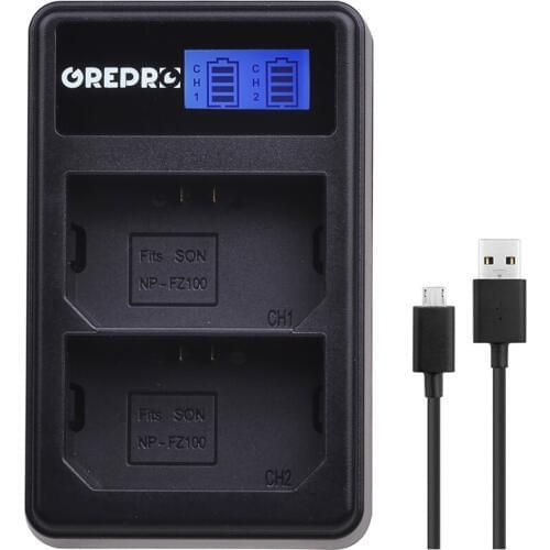 1pc NP-FZ100 NP FZ100 LCD Dual USB Camera Battery Charger for Sony Alpha 9 A9 9R A9R 9S A9S A7RIII A7R3 7RM3 A7m3 BC-QZ1
