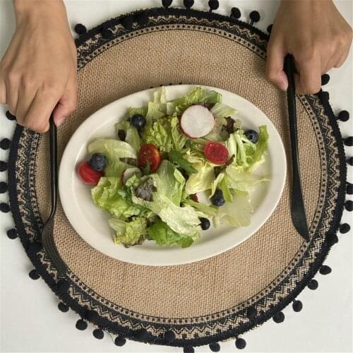1pcs 38cm Creative Jute Placemats Photo Props Decoration Linen Table Mat Placemat Non-slip Home Linen Fabric Bowl Cup Mats