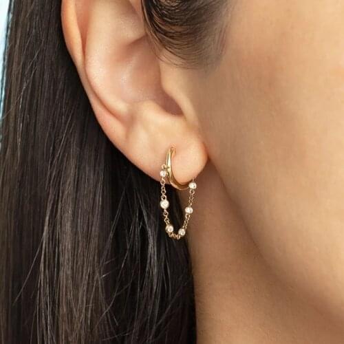 1pc Ear Piercing Mini Small Huggie Hoop Earrings for Women CZ Chain Tassel Bohemia Round Circle Earrings Fashion Jewelry 2020