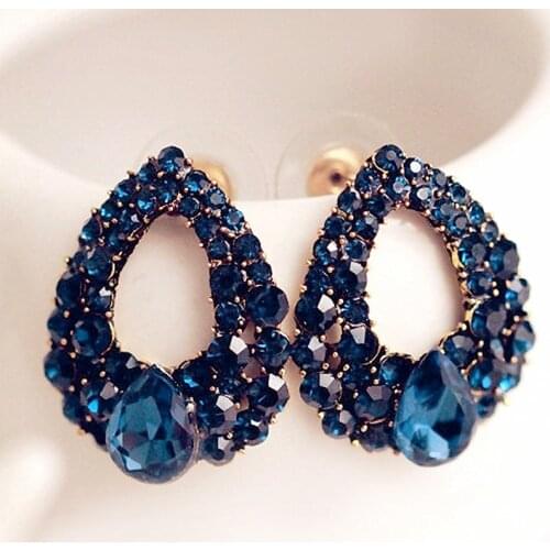 2019 Fashion Brincos Perlas New Girls Earing Bijoux Blue Zircon Stud Earrings For Women Wedding Jewelry Earings One Direction