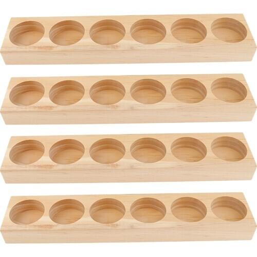 4pcs Wood Essential Oil Massage Oil Perfume Cosmetic Display Storage Rack Holder for 15ml Bottles Vial Container
