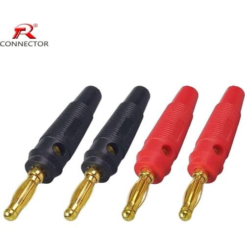 8pcs Banana Plugs Connectors 4mm Gold Plated Speaker Wire Pin Banana Plug Terminal Red+Black Color