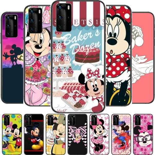 Pink Dress Minnie Mouse Phone Case For Huawei P40 p30 P20 10 9 8 Lite E Pro Plus Black Etui Coque Painting Hoesjes comic fas