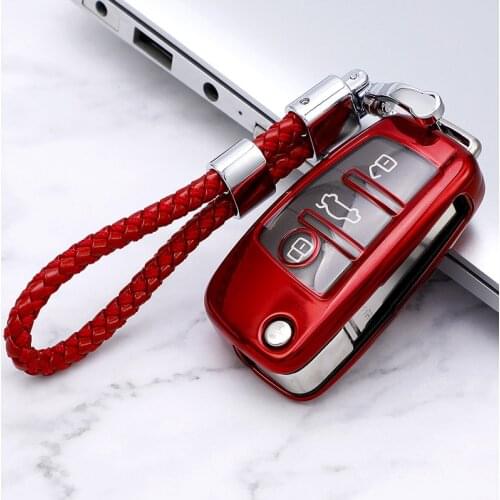 TPU Car 3 Button Remote Key Case Cover Holder Key Chain Ring for Audi A1 A3 A4 A5 Q7 A6 C5 C6 Soft Shell Protector Accessories