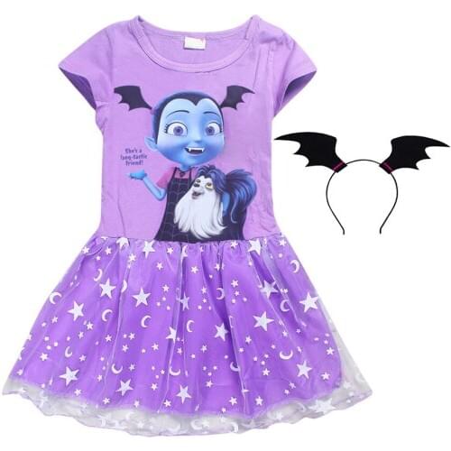 Kids Halloween Cosplay Costumes for Children Vampire Dress Hair Clasp Devil Vampire Carnival Party Clothing Girls Dress Outfits