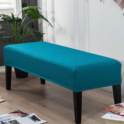 Geometric Jacquard Bench Cover Stretch Spandex Piano Stool Covers Rectangle Dining Room Long Stool Slipcovers for Living Room