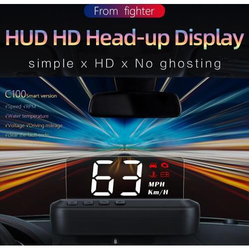 Hud Head Up Display Car HUD C100-HUD OBD2 II EUOBD Overspeed Warning System Projector Windshield Auto Electronic Voltage Alarm