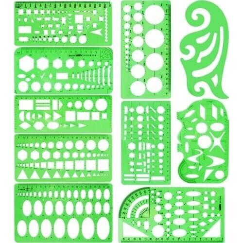 10 Pcs Measuring Plastic Templates Circle Template Geometric Drawing Templates Building Jewelry Design Formwork Rulers