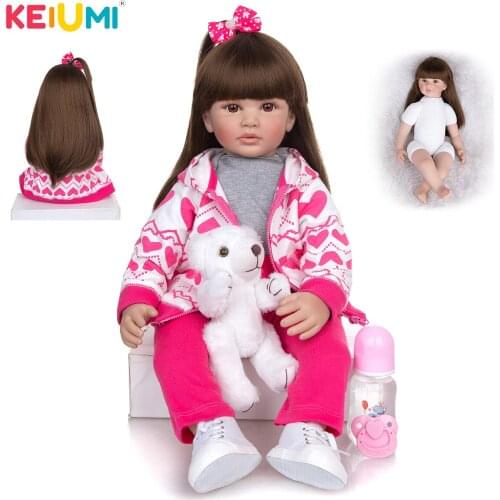 KEIUMI Princess 24 Inch Reborn Baby Doll Soft Silicone Vinyl Newborn Realistic Cloth Body Reborn Baby Toy Doll For Kids Gifts