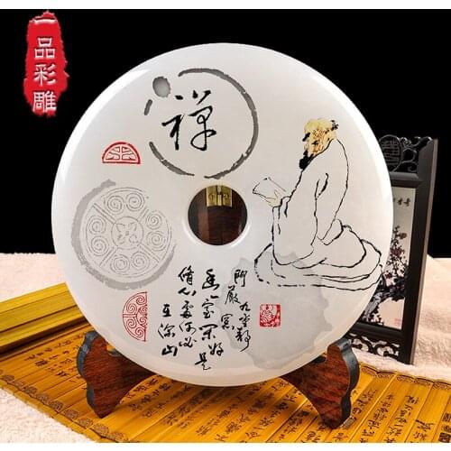 Chinese Zen entrance decoration living room decor shelf Decoration jade buckle send friends