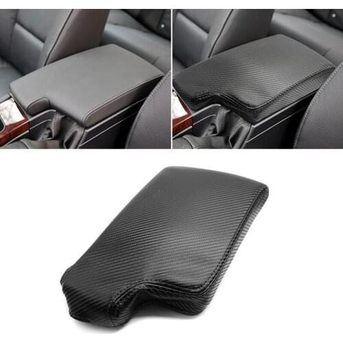 Carbon Texture Leather -black line Armrest Cover For BMW 3 Series E90 2005 - 2012 Interior Center Control Armrest Box Cover Trim