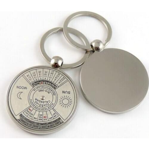 Creative Gifts Perpetual Calendar Keychain Metal 50 Years Calendar Keyring Key Chain Chinese And English Fonts