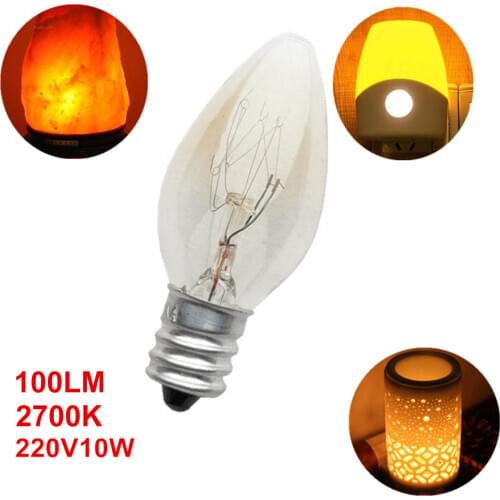 E12 Light Bulb 220V-240V 10W C7 Bulb E12 Aluminum Small Screw Mouth Salt Lamp Aroma Lamp Incandescent Tungsten Night Lamp Bulb