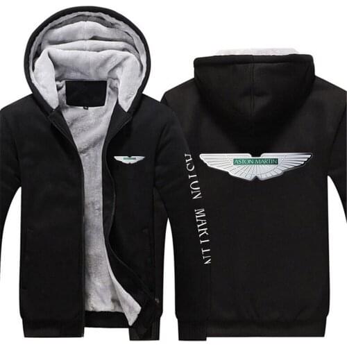 2021 Men New Aston Martin Sweatshirts Hooded Zipper Warm Sportswear Print Plus Velvet Thicken Unisex Outwear Sweatshirts