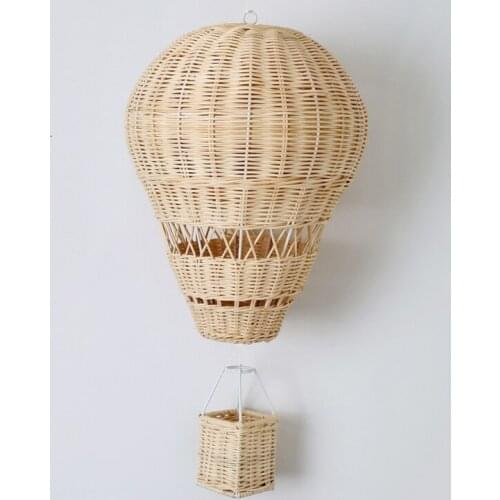 W3JE Handmade Rattan Woven Hot Air Balloon Kids Room Decoration Pendant Photography Props Nordic Style Children Bedroom Craft