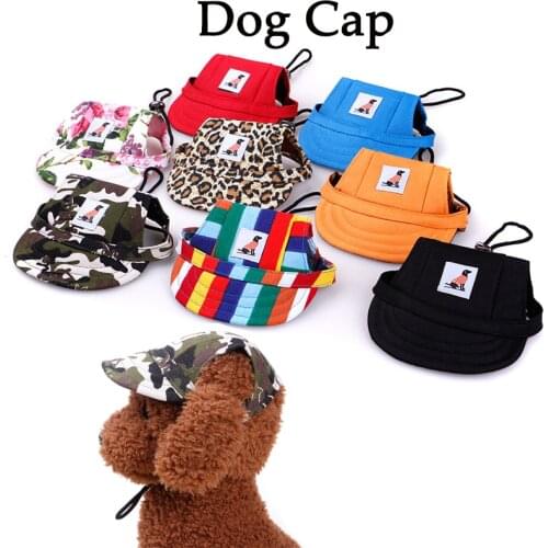 Dog Cap With Ear Holes For Small Dogs Canvas Cap Dog Baseball Beach Visor Hat Puppy Outdoor Cap Headdress Accessories Dog Caps
