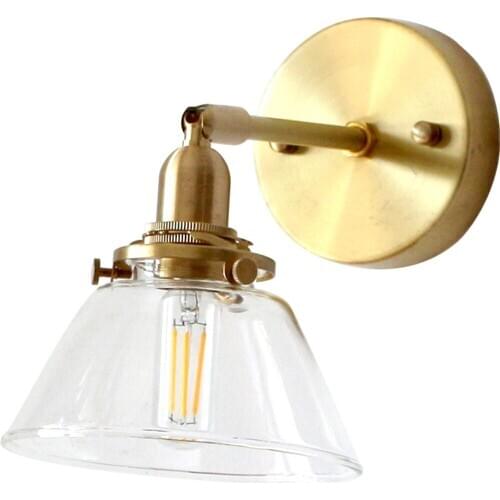 Industrial Wind Modern LED Wall Light Brass Glass Adjust Bedside Wall Lamp Loft Style Wall Sconce Home Decor Lighting Luminaire