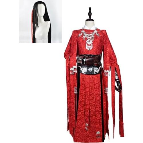 Tian Guan Ci Fu Desperate ghost king Hua cheng Cosplay Black Long Cosplay Costmes with cloak all set