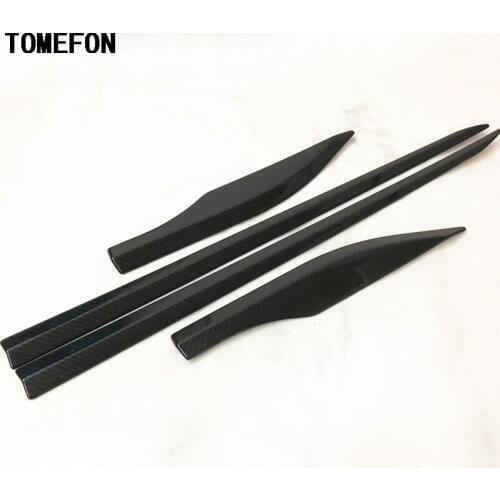 TOMEFON 4PCS FOR Toyota C-HR CHR 2017 ABS Chrome Carbon Fiber Door Body Side Trim Cover Molding Car Styling Accessories