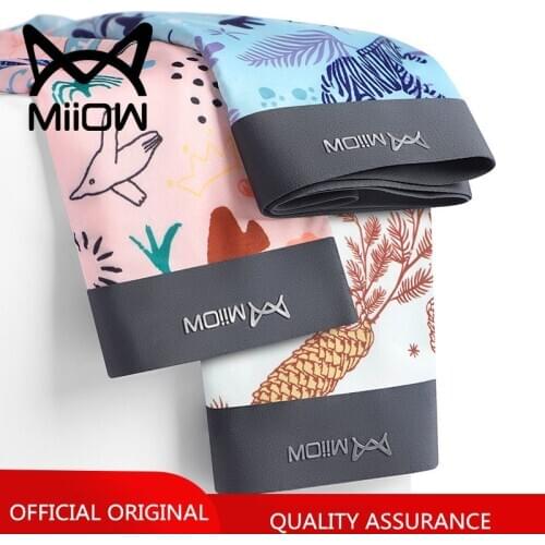 Miiow Ice Silk Briefs Mens Boxer Pants Non-trace Antibacterial Boys Middle Waist Trend Student Shorts