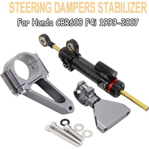 Fiber Carbon Steering Dampers Motorcycle CBR600 Stabilizer Bracket Mount Kit Support For HONDA CBR600 F4i 1999-2007