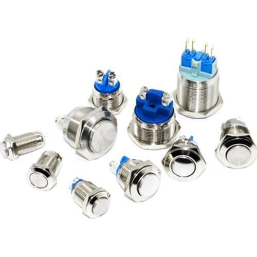 New 3/51/10A Screw Pin Reset Metal push button switch Electric Power Solder Latching Car modify Locked switch 8/10/12/16/19/22mm