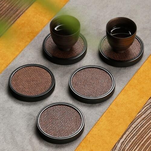 Japanese Burnt Tongmu Coaster Rattan Tea Cup Holder Pot Holder Pot Insulation Placemat Kung Fu Tea Set Tea Ceremony Accessories