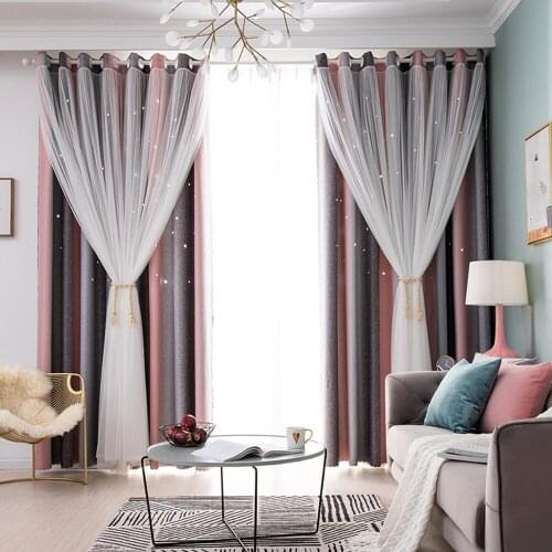 Blackout Curtains For Living Room Curtain With Hollow Out Stars For Girls Children Decoration High Quality Home Interior
