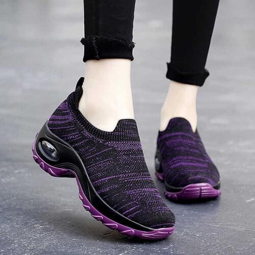 Women Tennis Shoes Breathable Mesh Height-increasing Slip-on Female Sock Footwear Thick Women Sneakers Outdoor Sport Platforms