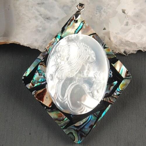 Free shipping Fashion Jewelry New Zealand Ablone Mother of Pearl Shell Art Women Pendant Bead MC3628
