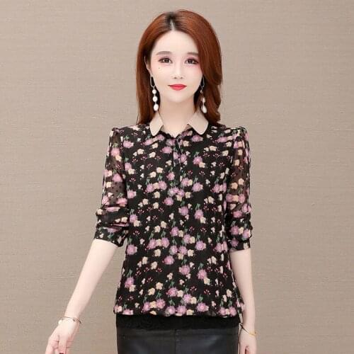 Women Blouse Womens Chiffon 2021 Floral Shirt Spring Blusas Mujer De Moda