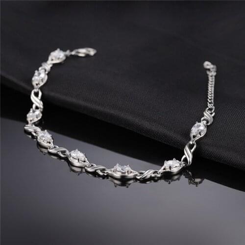 925 Sterling Silver Infinity Bracelet For Women Love Eternity Clear Cubic Zirconia Anniversary Gifts Delicate Fine Jewelry