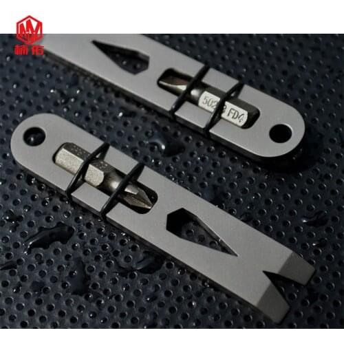 1 PCS EDC Tool Crowbar Titanium Alloy Bottle Opener MINI Portable Screwdriver