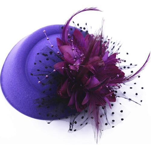 1PCS Fascinator with Feathers and Veiling ladies day Wedding Bridal Party Wedding Brides Hair accessories bride headdress