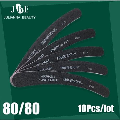 10Pcs Black Nail Files Block Buffer For UV Gel Polish Remover 80/80 Sanding Nail Tips Polisher Manicure Pedicure Tool