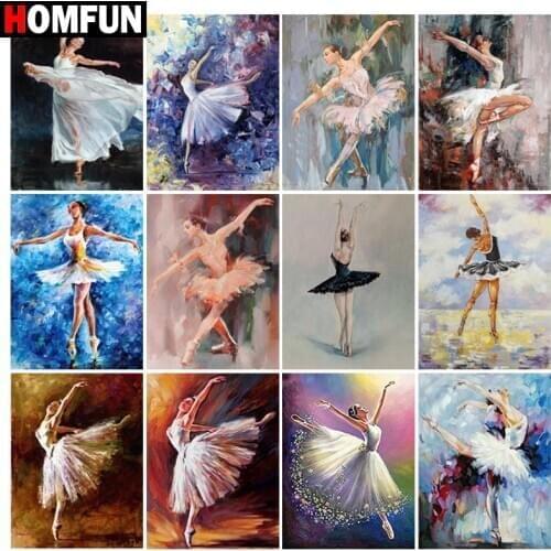 HOMFUN Diamond Painting Full Square/Round Drill 5D DIY "Girl ballet dance" Daimond Embroidery Rhinestone Cross Stitch Decor